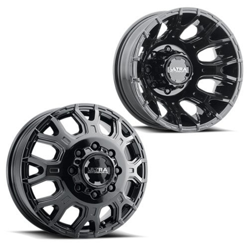 17×6.5 Ultra 022BK Scorpion Gloss Black 11-UP GM DUALLY Wheels 8×210 Set of 4 (Fits Stock Tire Sizing)