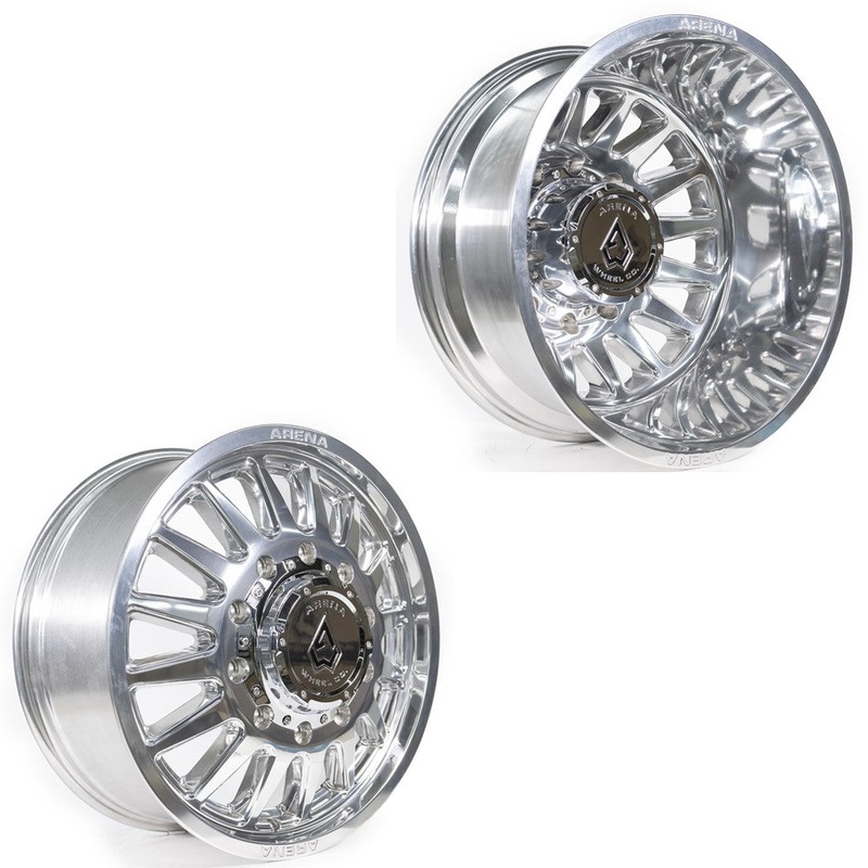 20×8.25 Arena A110 Rival Milled and Polished 11-UP GM DUALLY Wheels 8×210 Set of 6 (Fits UP to 12.50 tire)