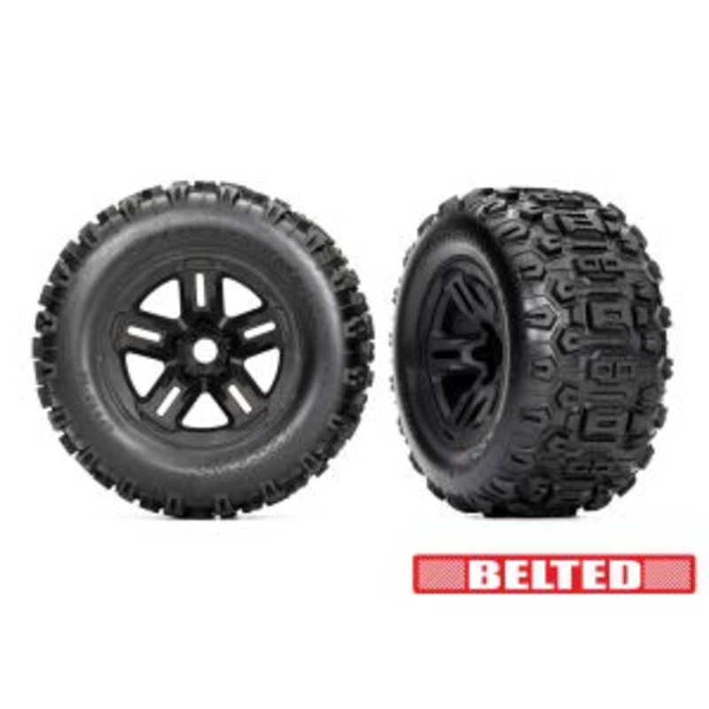 Traxxas T&W 3.8 Black Wheel w/Sledgehammer Tire