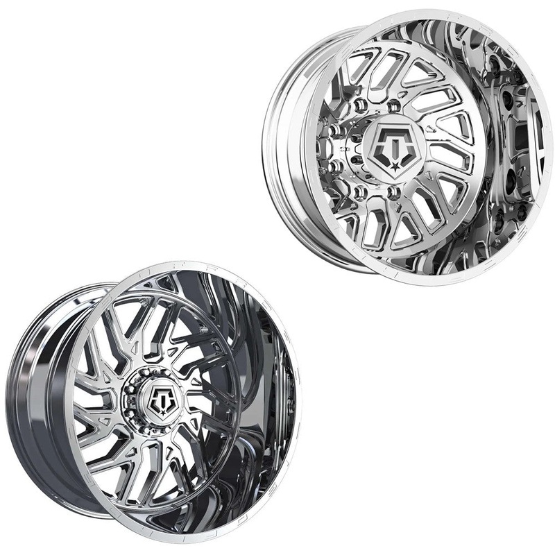 20×10 TIS 544C Chrome 19-UP DODGE DUALLY SUPER SINGLE Wheels 8 Lug Set of 6 (Fits up to 12.50 tire)