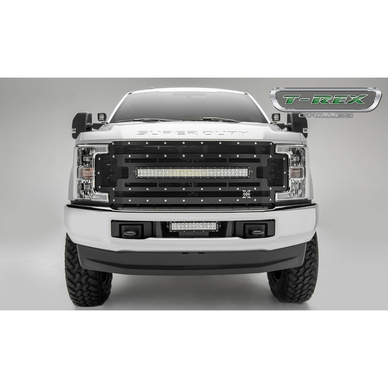 T-REX Grilles 6315471 Black Mild Steel Small Mesh Grille Fits 2017-2019 Ford F-250 F-350 F-450 F-550