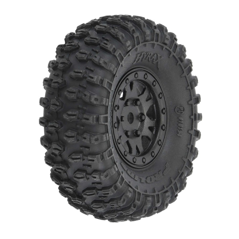 Pro-Line 1/24 Hyrax Front/Rear 1.0″ Tires Mounted 7mm Black Impulse (4): SCX24
