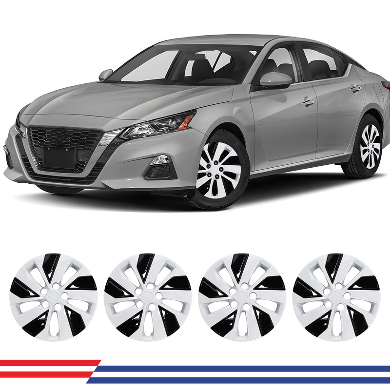 WINJET 16′ Hubcaps Wheel Rims Cover for 2019-2025 Nissan Altima – White Lacquer & Black Lacquer