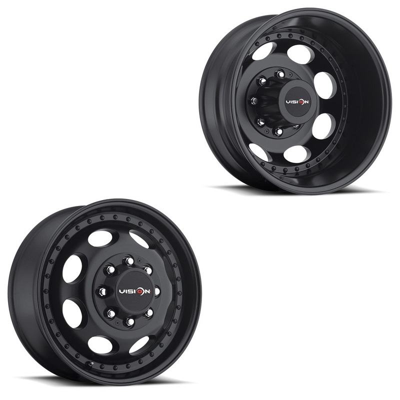 17×6.5 Vision 181 Hauler Matte Black 05-UP FORD 19-UP DODGE DUALLY Wheels 8×200 Set of 4 (Fits Stock Tire Sizing)