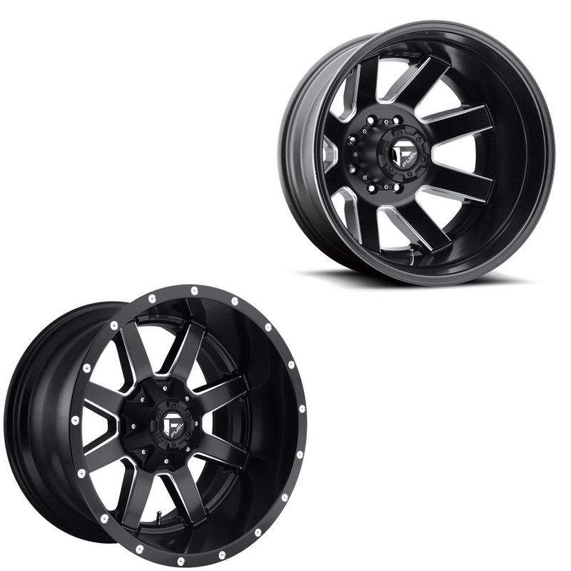 20×10 Fuel D538 Maverick Matte Black Milled 05-UP FORD DUALLY SUPER SINGLE Wheels 8 Lug Set of 6 (Fits UP to 13.50 tire)