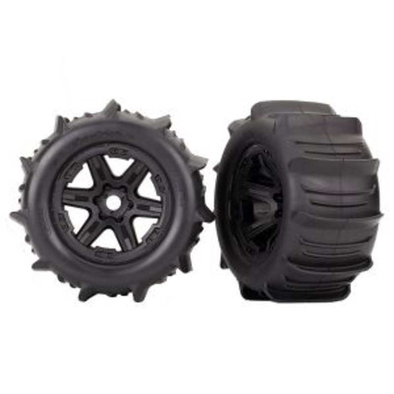 Traxxas t&w paddle tire/black wheel tsm