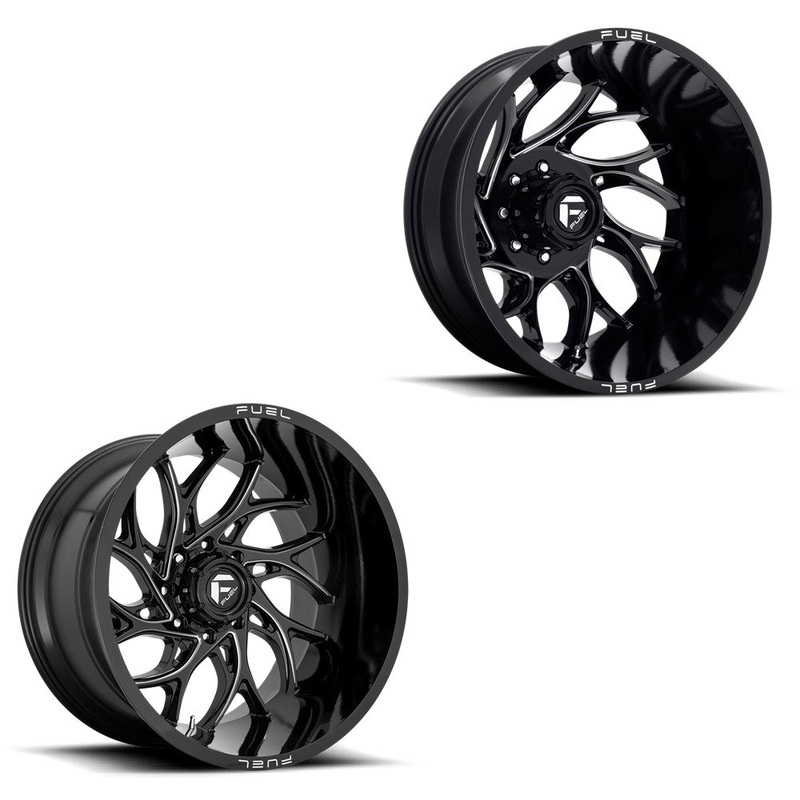 20×10 Fuel D741 Runner Gloss Black Milled 05-UP FORD DUALLY SUPER SINGLE Wheels 8 Lugs Set of 6 (Fits UP to 13.50 tire)