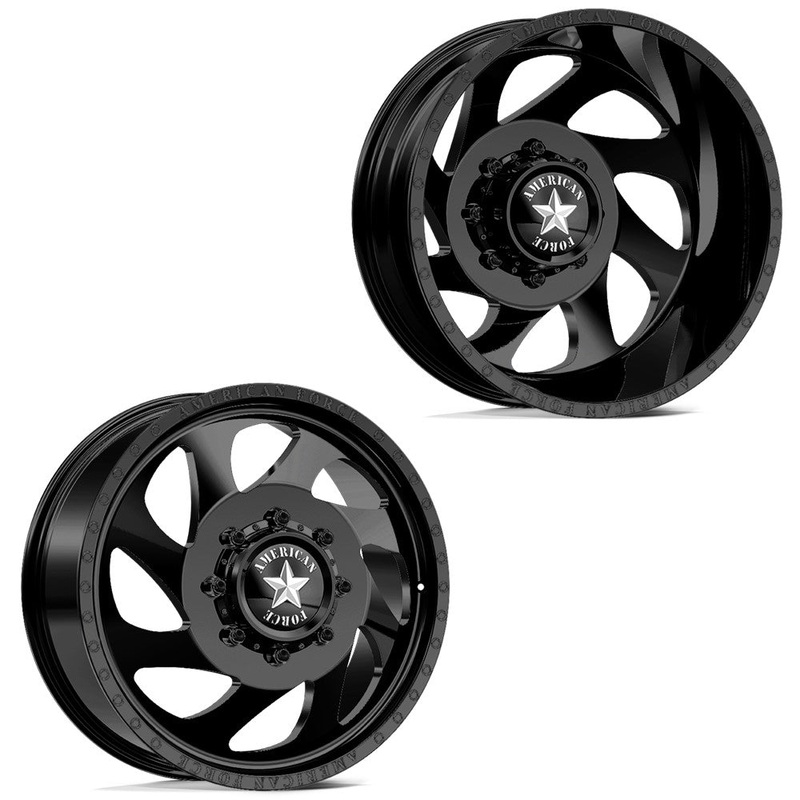 20×8.25 American Force DB05 Slab Black PRE-11 GM DUALLY Wheels 8×6.5 Set of 6 (Fits up to 12.50 tire)