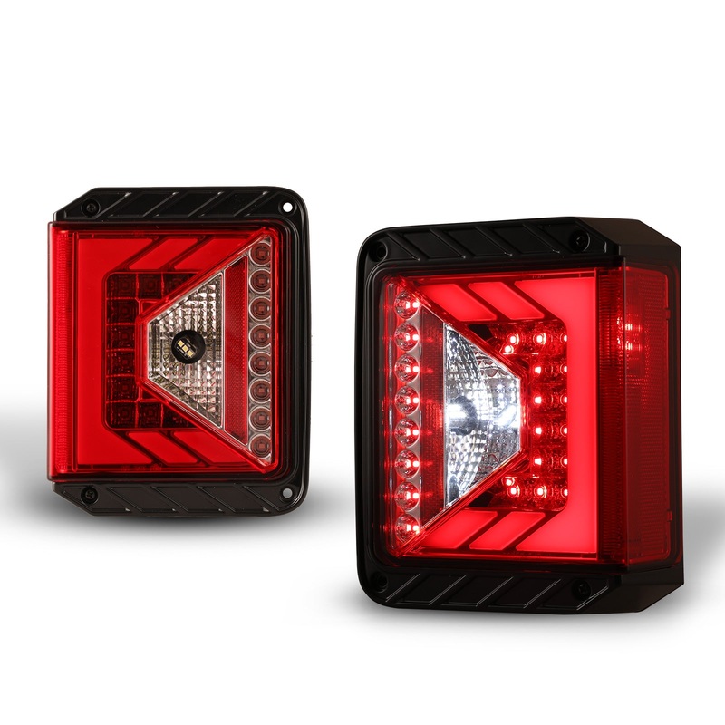 For 2007-2018 Jeep Wrangler JK LED Tail Lights – Chrome / Red