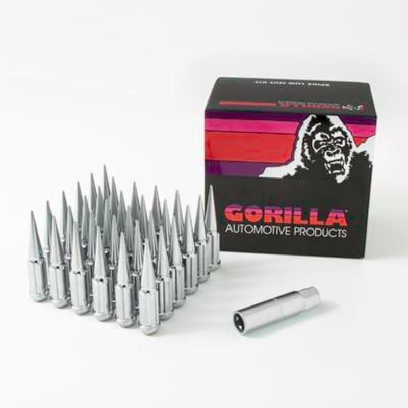 14×2 Gorilla Automotive Chrome Spike 32 Lug Kit With Key