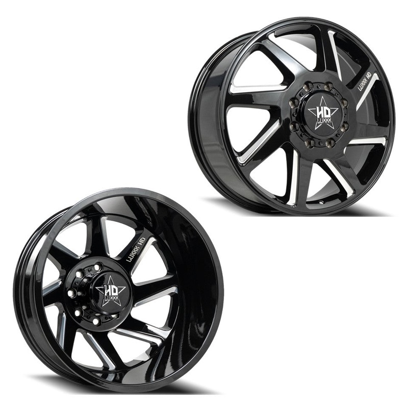 20×8.25 Luxxx LHD14 Blk Mill 05-UP FORD 19-UP DODGE DUALLY Wheels 8×200 Set of 6 (Fits up to 12.50 tire)
