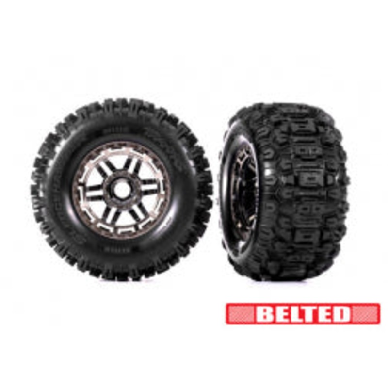 Traxxas Tires and Wheels, assembled, glued, Chrome wheels, All-terrain tires, foam inserts