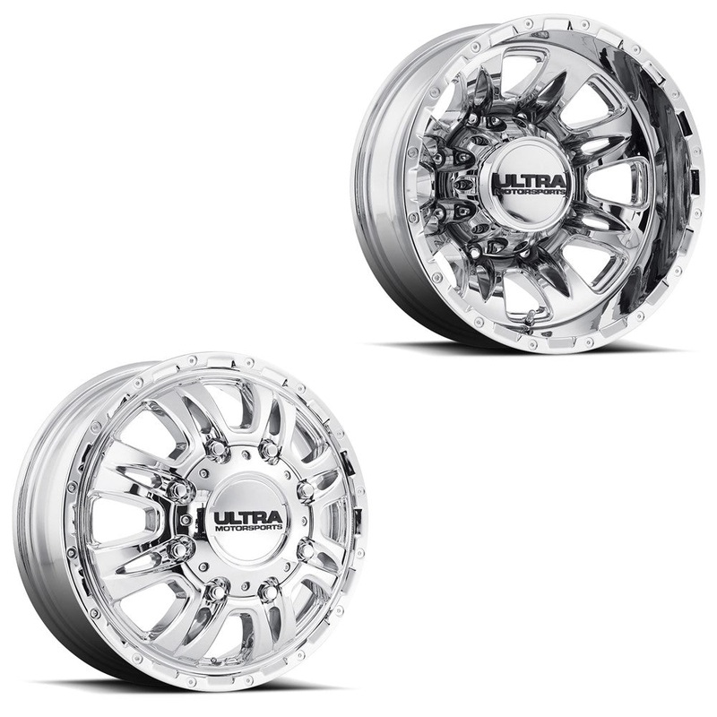 17×6.5 Ultra 049C Predator Chrome 05-UP FORD 19-UP DODGE DUALLY Wheels 8×200 Set of 4 (Fits Stock Tire Sizing)