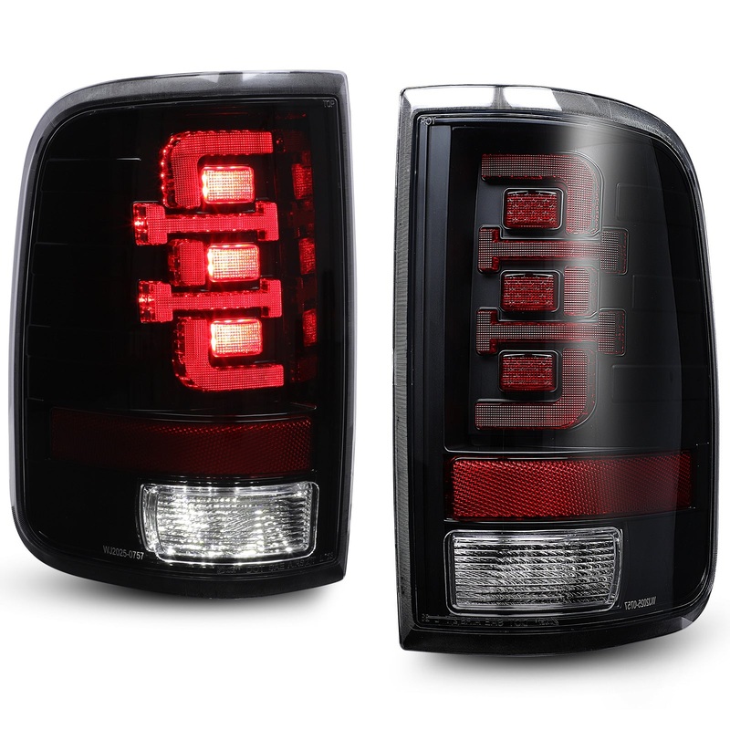 For 2004-2008 Ford F-150 Styleside Model LED Sequential Taillights – Matte Black/ Clear Lens