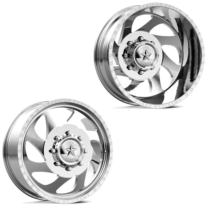20×8.25 American Force DB05 Slab Polished PRE-11 GM DUALLY Wheels 8×6.5 Set of 6 (Fits UP to 12.50 tire)
