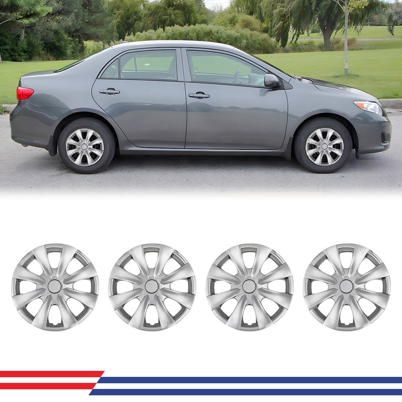 WINJET 15′ Hubcaps Wheel Rims Cover for 2009-2019 TOYOTA COROLLA – Chrome