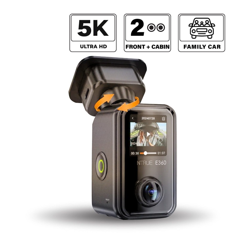 VANTRUE E360 5.2K Resolution 360 Panoramic (Front + Cabin) Dash Camera (Compatible with LTE)