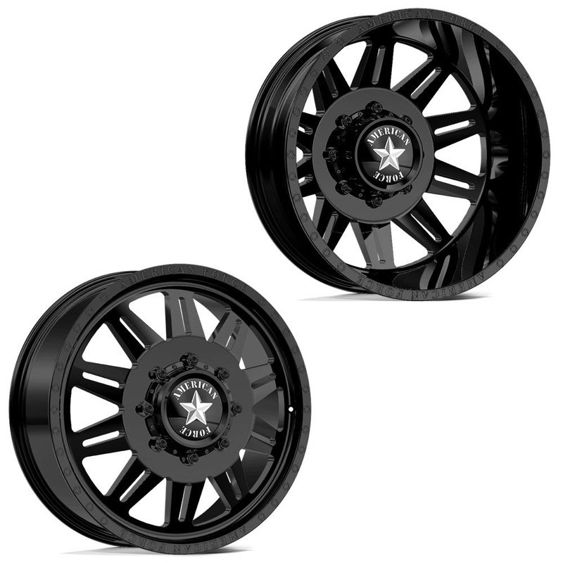 20×8.25 American Force DB04 Clutch Black 11-UP GM DUALLY Wheels 8×210 Set of 6 (Fits up to 12.50 tire)