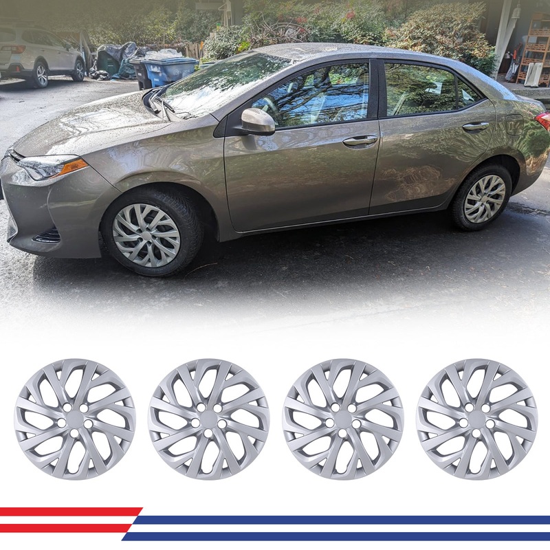 WINJET 16′ Hubcaps Wheel Rims Cover for 2009-2024 TOYOTA COROLLA/2009-2014 TOYOTA MATRIX – Sliver