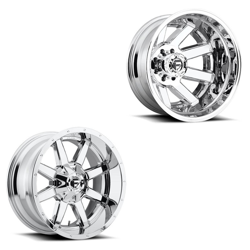 17×9 Fuel D536 Maverick Chrome Plated PRE-11 GM PRE-19 DODGE PRE-99 FORD DUALLY SUPER SINGLE Wheels 8×6.5 Set of 4 (Fits Stock UP to 285 tire)