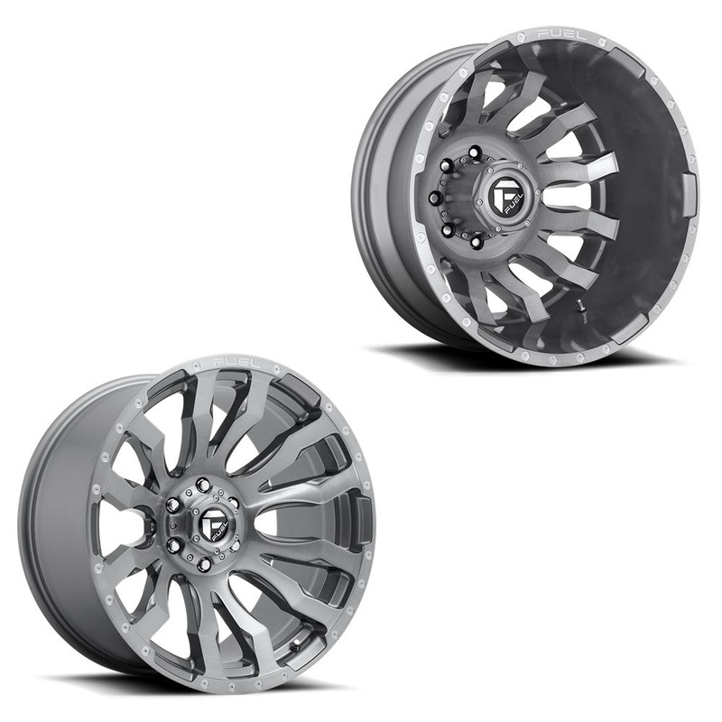 20×10 Fuel D693 Blitz Brushed Gunmetal 11-UP GM DUALLY SUPER SINGLE Wheels 8 Lug Set of 6 (Fits UP to 13.50 tire)