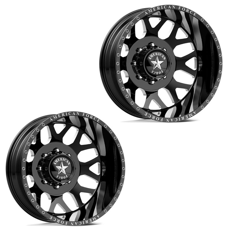 20×8.25 American Force DB03 Payload Gloss Black Milled 11-UP GM DUALLY Wheels 8×210 Set of 6 (Fits up to 12.50 tire)