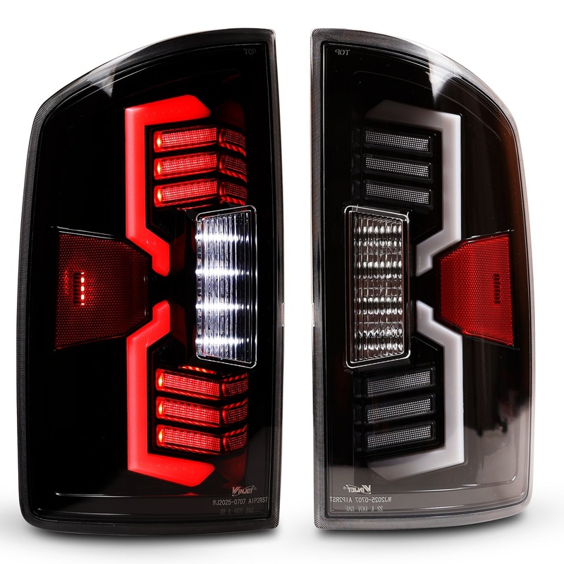 For 2002-2006 Dodge Ram 1500/2003-2006 Dodge Ram 2500 3500 LED Tail Lights – Glossy Black/Clear