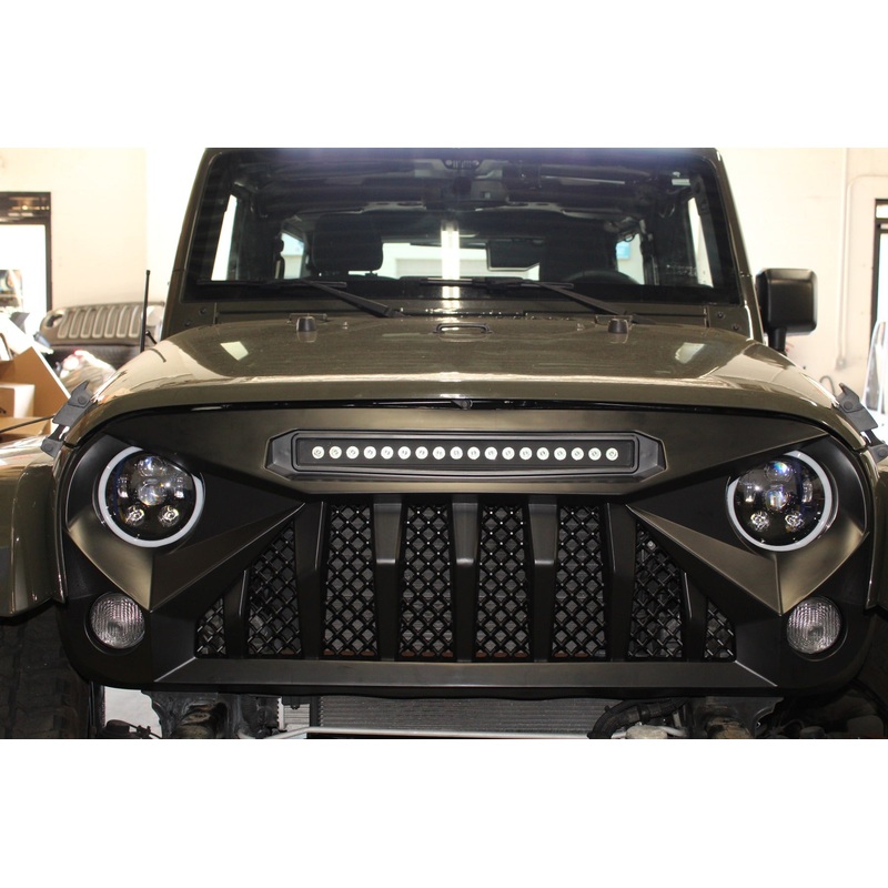 Trail Ops Angry Grill With LED Light Bar TO-JK-1037