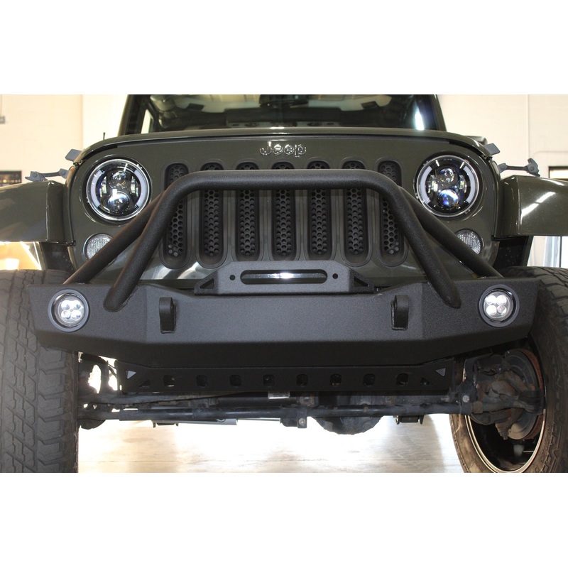 Trail Ops Steel Front Bumper W- LED Lights TO-JK-168