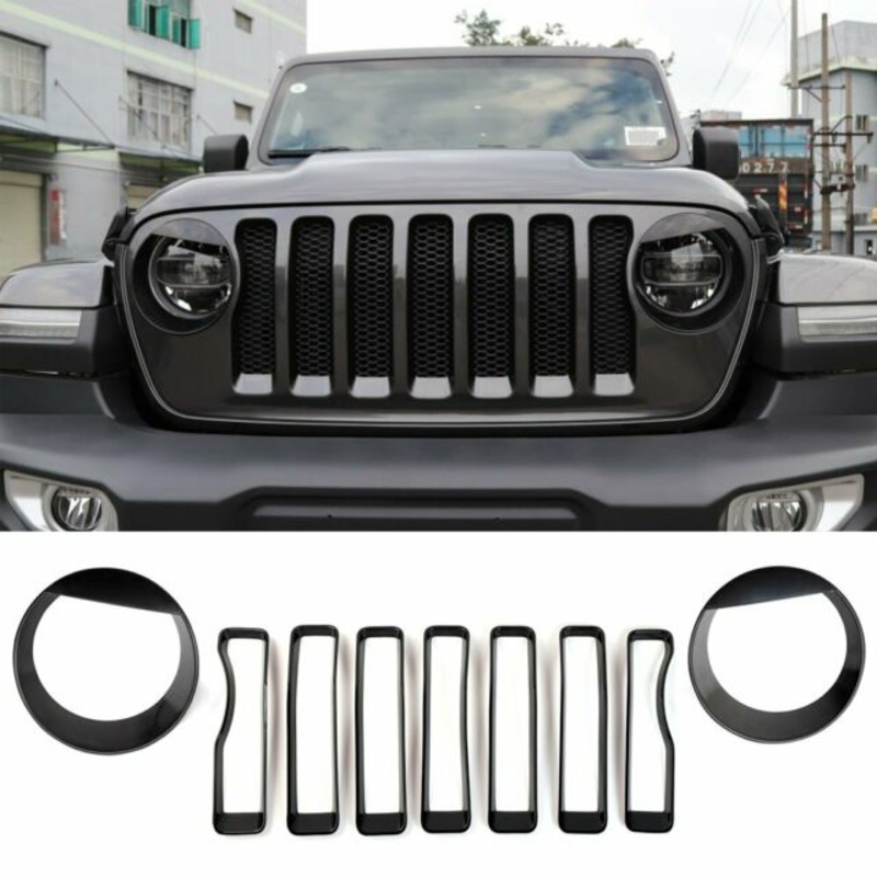 Trail Ops Grill Inserts with Angry Eyes Headlight Ring JJL117