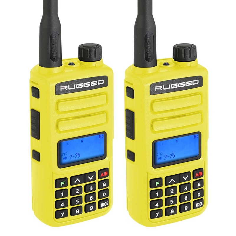 2 PACK – GMR2 Handheld GMRS FRS Radio pair – By Rugged Radios – High Visibility Safety Yellow