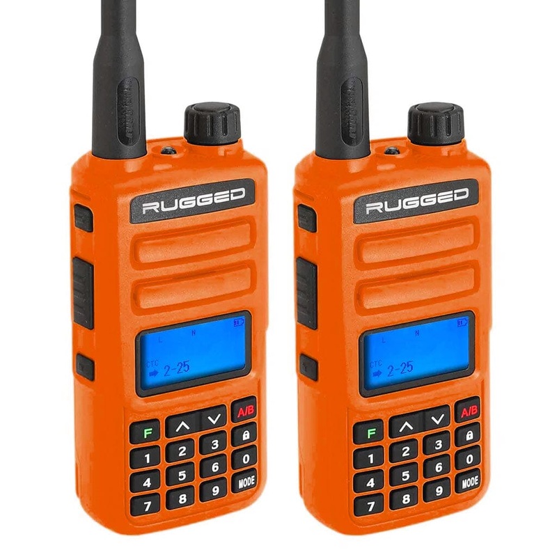 2 PACK – GMR2 Handheld GMRS FRS Radio pair – By Rugged Radios – Safety Orange