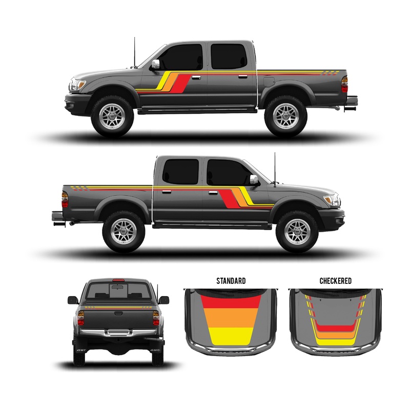 2001-04 Tacoma Checkered Stripe Kit Classic Scheme Standard Hood Stamp
