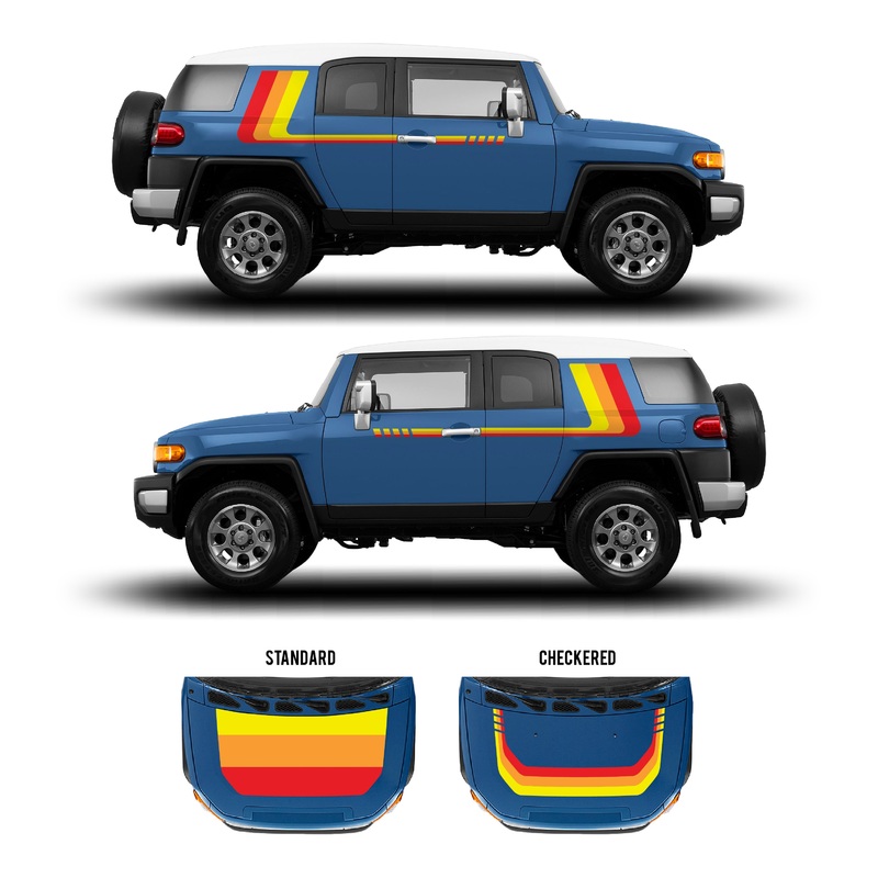 2007-14 FJ Cruiser Checkered Stripe Kit Classic Scheme Standard Hood Stamp