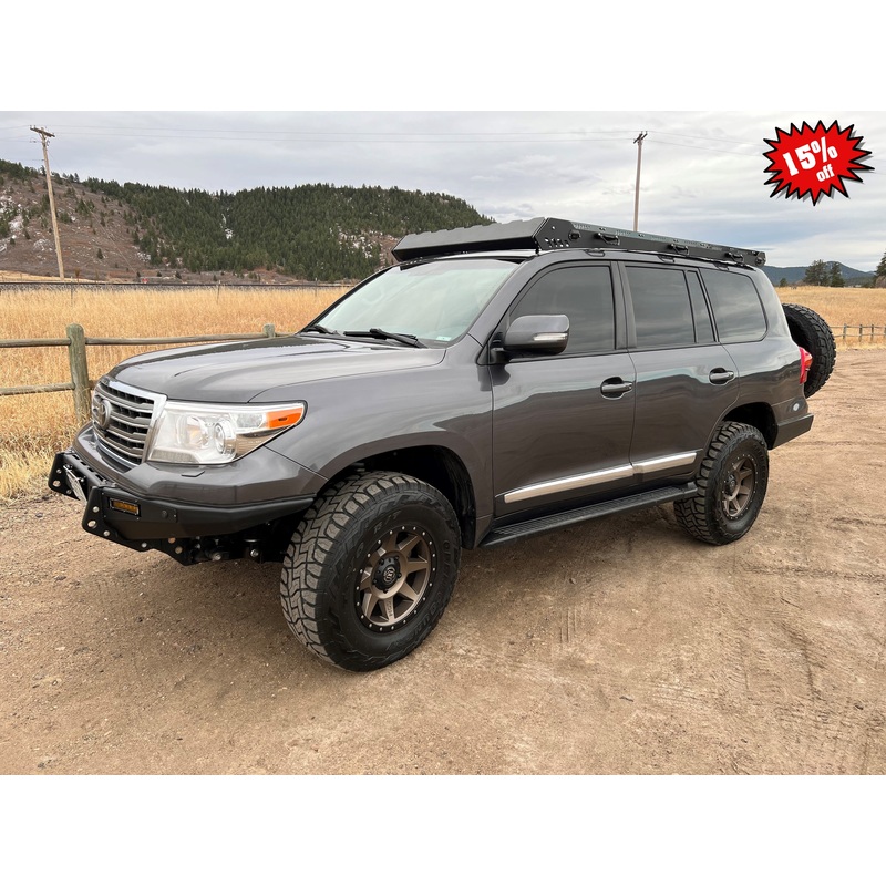 Alpha Toyota Land Cruiser 200 7th Generation Roof Rack (2007-2021) No Light Cutout Amazon Green Metallic grooveTEK (INNER)