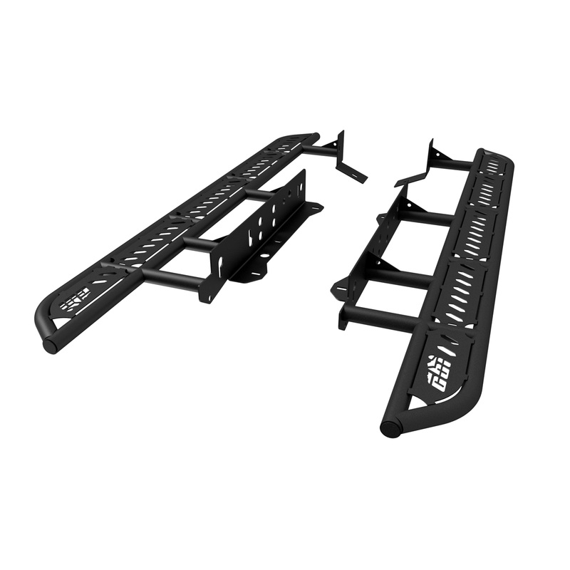 TOYOTA TACOMA OVERLAND BOLT-ON ROCK SLIDERS | 2005-2022 5′ Short Bed (Bare Metal) HREW (Good tubing) Yes