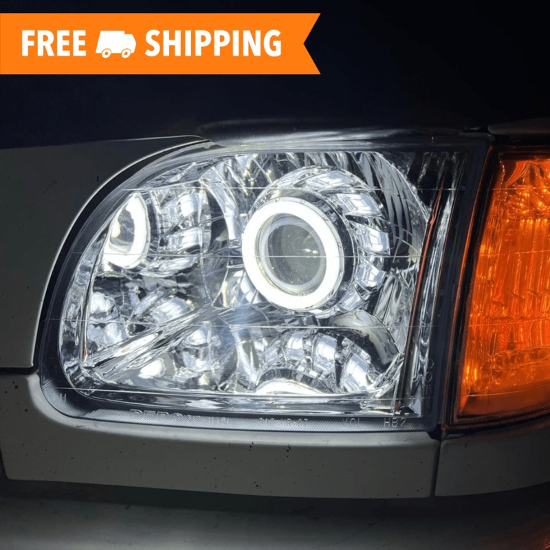 00-06 1st Gen Tundra Turbine Edition Headlights Chrome Rear Halo Switchback (White and Amber)