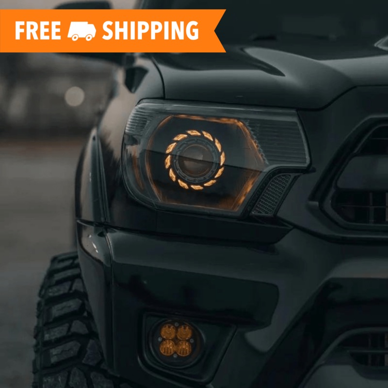 12-15 Tacoma Turbine Edition Headlights Chrome Rear Halo Switchback (White and Amber)
