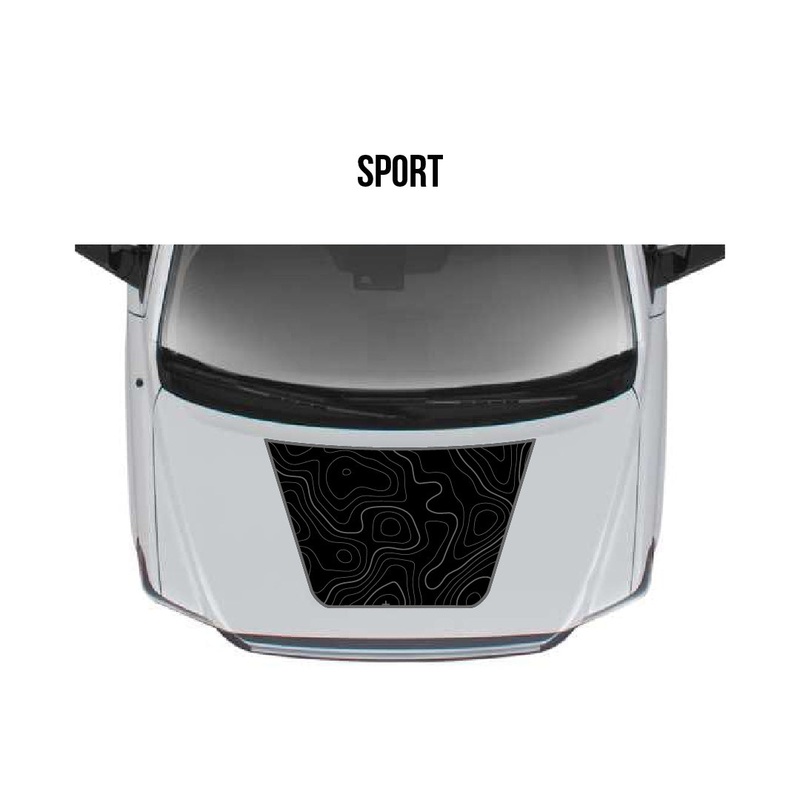 2010-21 Tundra Hood Stamp Sport (Smaller) Black with Gray Topography