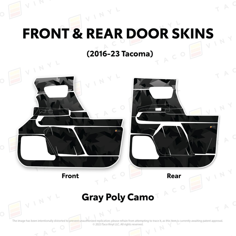 2016-23 Tacoma Door Skins Front Driver/Passenger Gray Poly Camo
