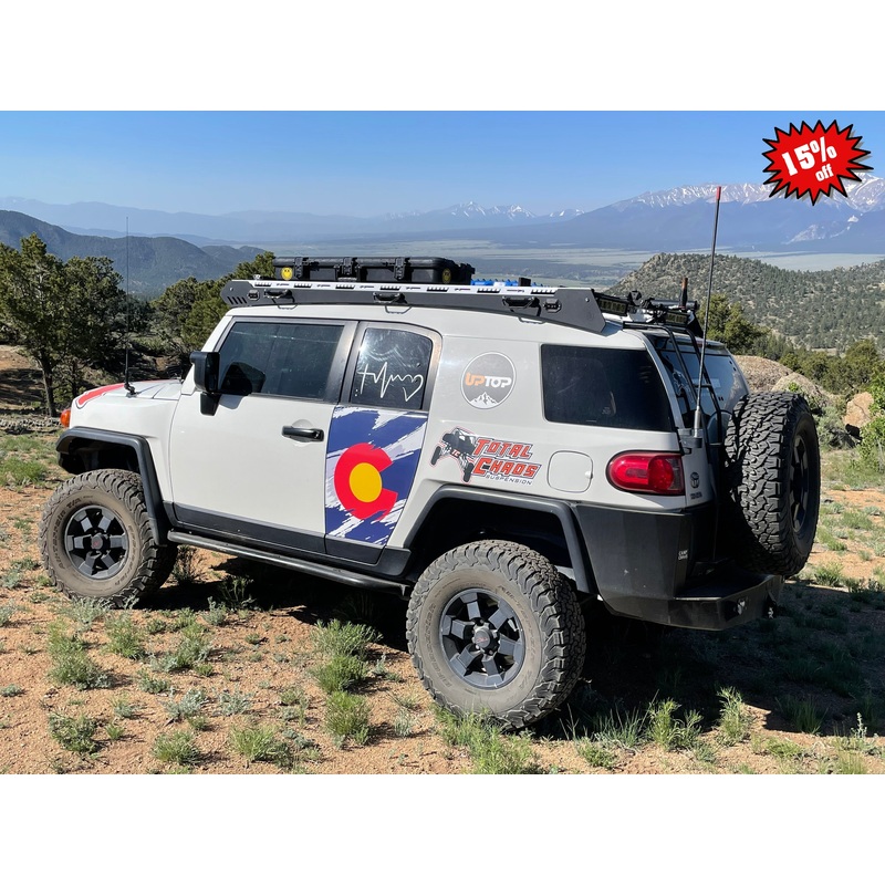 Alpha FJ Cruiser Roof Rack (2007-2014) No Light Cutout Magma Orange grooveTEK (INNER)