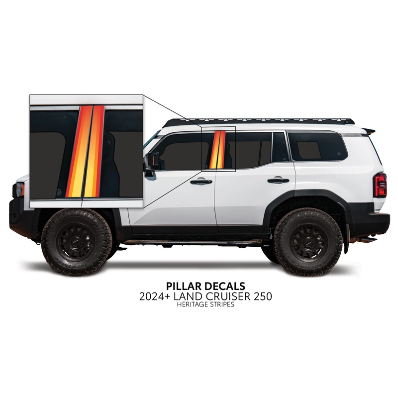 2024+ Land Cruiser 250 Door Pillar Decals Heritage Stripes